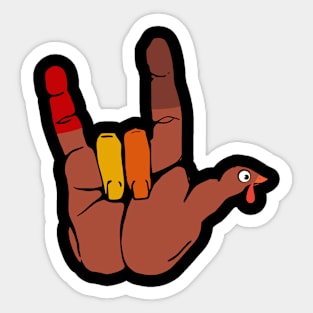 Turkey Rock Hand Sign I Thanksgiving Metal Lovers Sticker